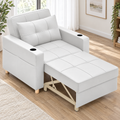 Modern Convertible Pull-Out Sleeper Armchair with Cup Holders